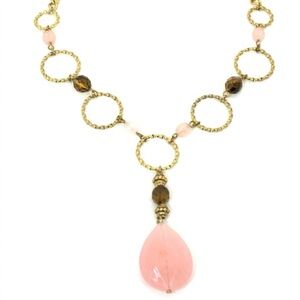 Avon Gold and Pink Teardrop Necklace